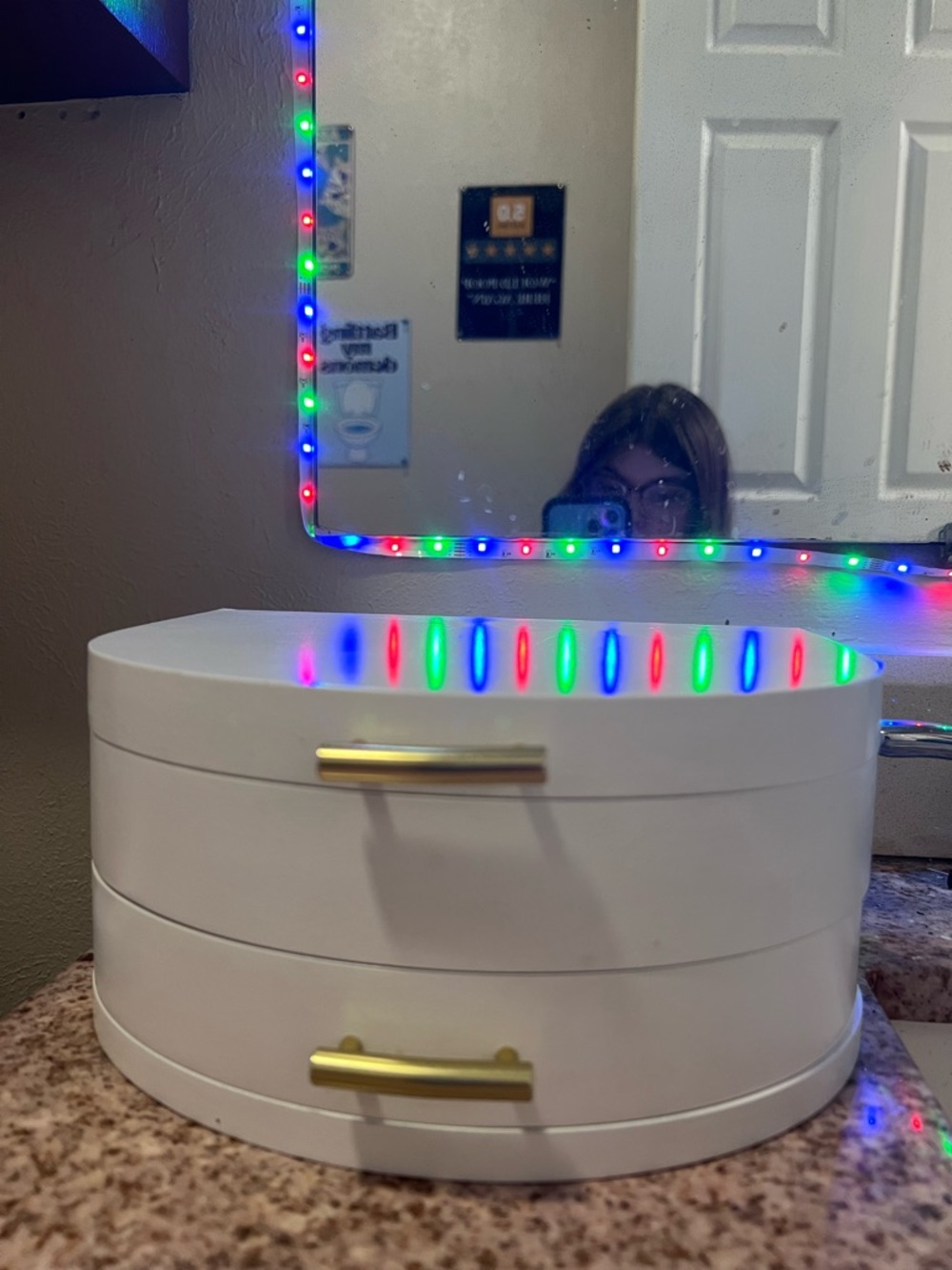 a new day White Jewelry Box with Gold Handles